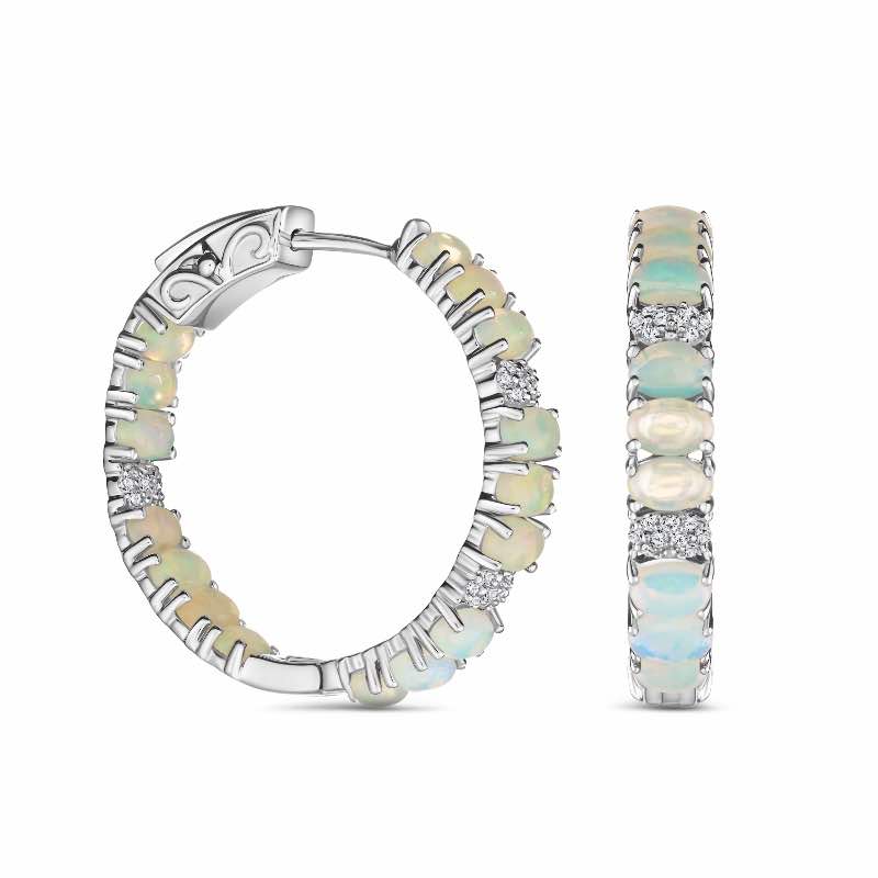 Sterling Silver Opal Tennis Earrings